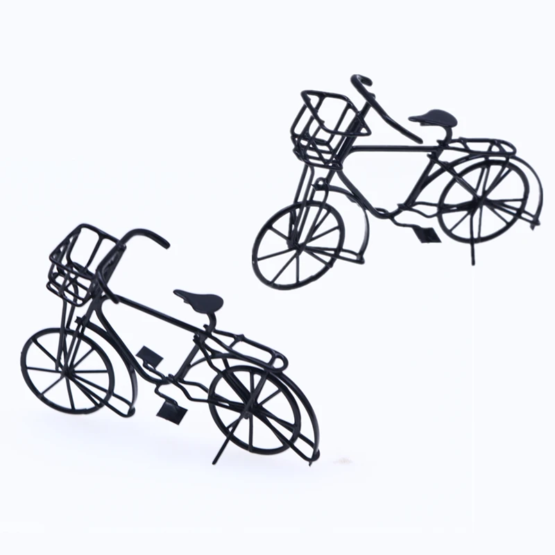 1Pcs Dollhouse Miniature Vintage Iron Art Alloy Bicycle Metal Bike Model Sculpture Retro Classic Handmade Collection Small Gift