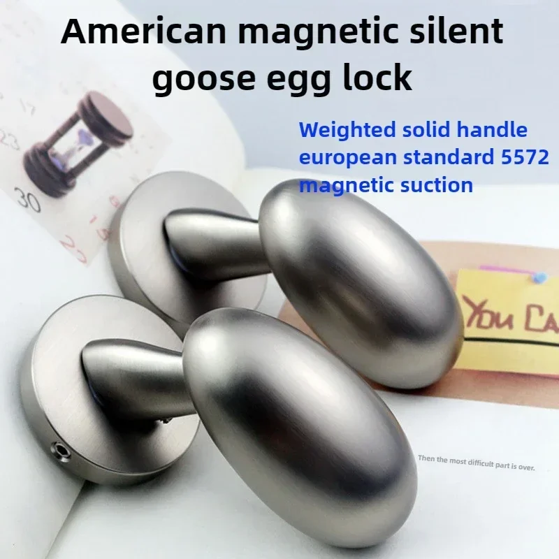 

New 2026 Ball Lock High-end Indoor Door Magnetic Silent Door Lock Zinc Alloy Material Fits 45mmFull Solid Goose Egg Lock