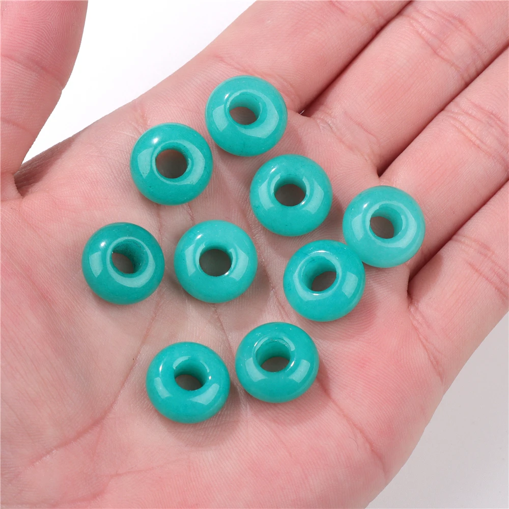 Wholesale Natural Stone Big Hole Beads Smooth Round Abacus Shape Large Hole Pendant Bead for Jewelry Making DIY Accessories