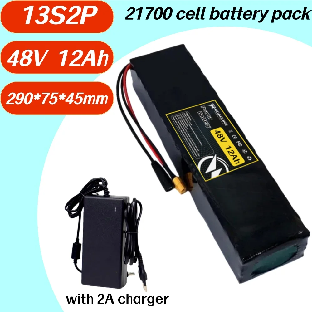

13S2P 21700 Lithium-Ion Battery Pack 48V12Ah,with 54.6V2A charger for rechargeable lithium battery pack for riding bike/scooters