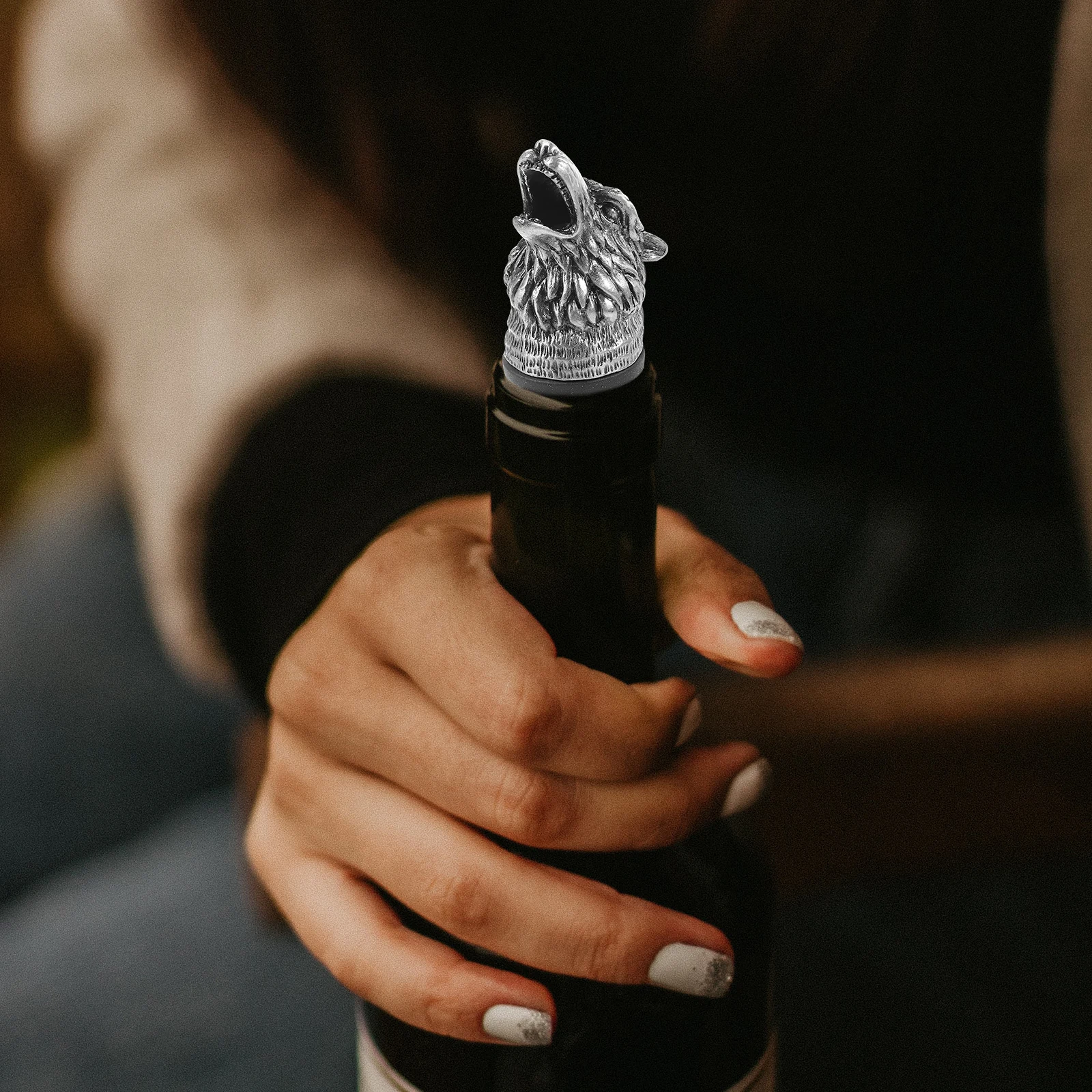 

Wolf Head Pourer Stoppers Silver Alloy Aerator Vacuum Cork Oil Spout Animal Bottle Pourers Practical Pour Spouts Bar