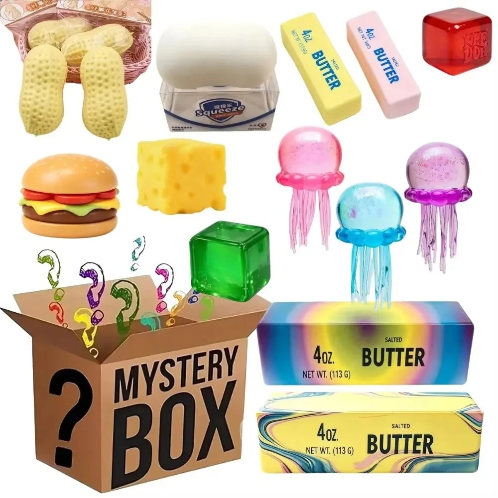 Mystery Squish Mystery Box Random Cute Soft Squeeze Toy Portable Fidget Toy Stress Relief Anti‑Anxiety Kids Adults Gift