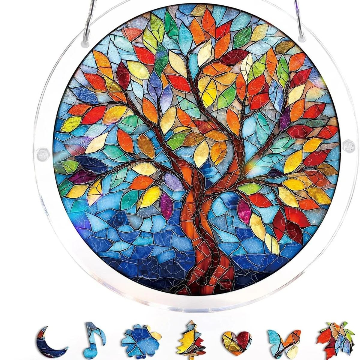 Acrylic Puzzle Suncatcher, Colorful Sun Catchers Suncatcher DIY Window Hanging Home Decor, Birthday Gift for Women Men Wife Mom