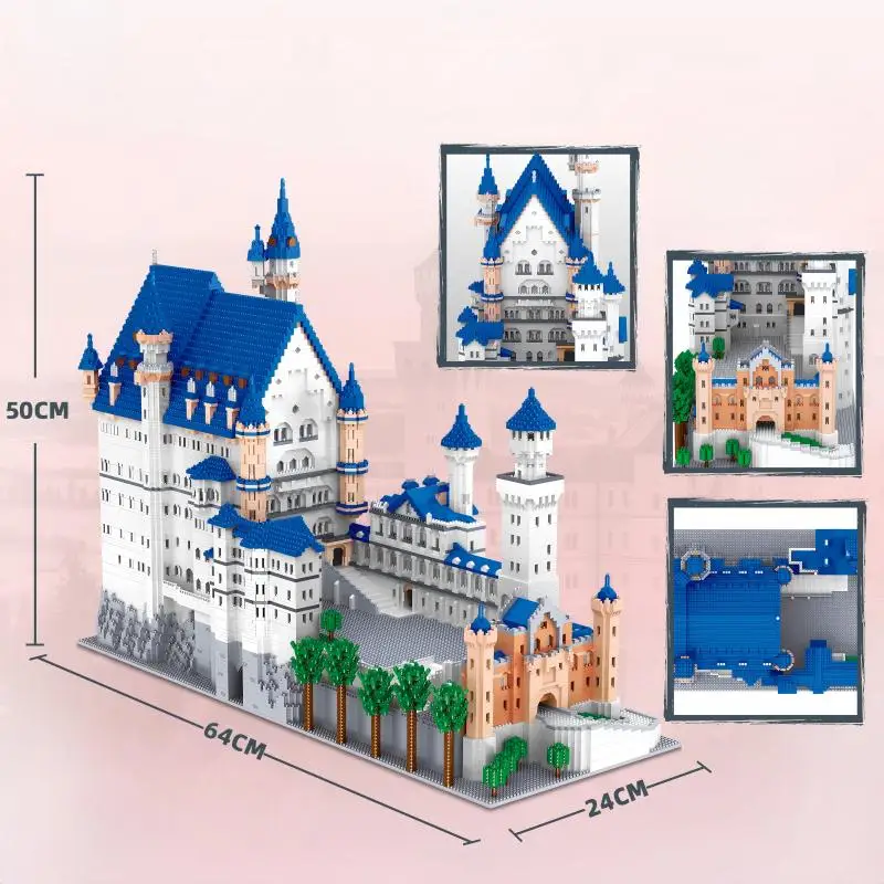 Swan Stone Castle Building Blocks, Detailed Architecture Design, DIY Assembly, Tabletop Decor, Great Gift For Hobby Collectors.