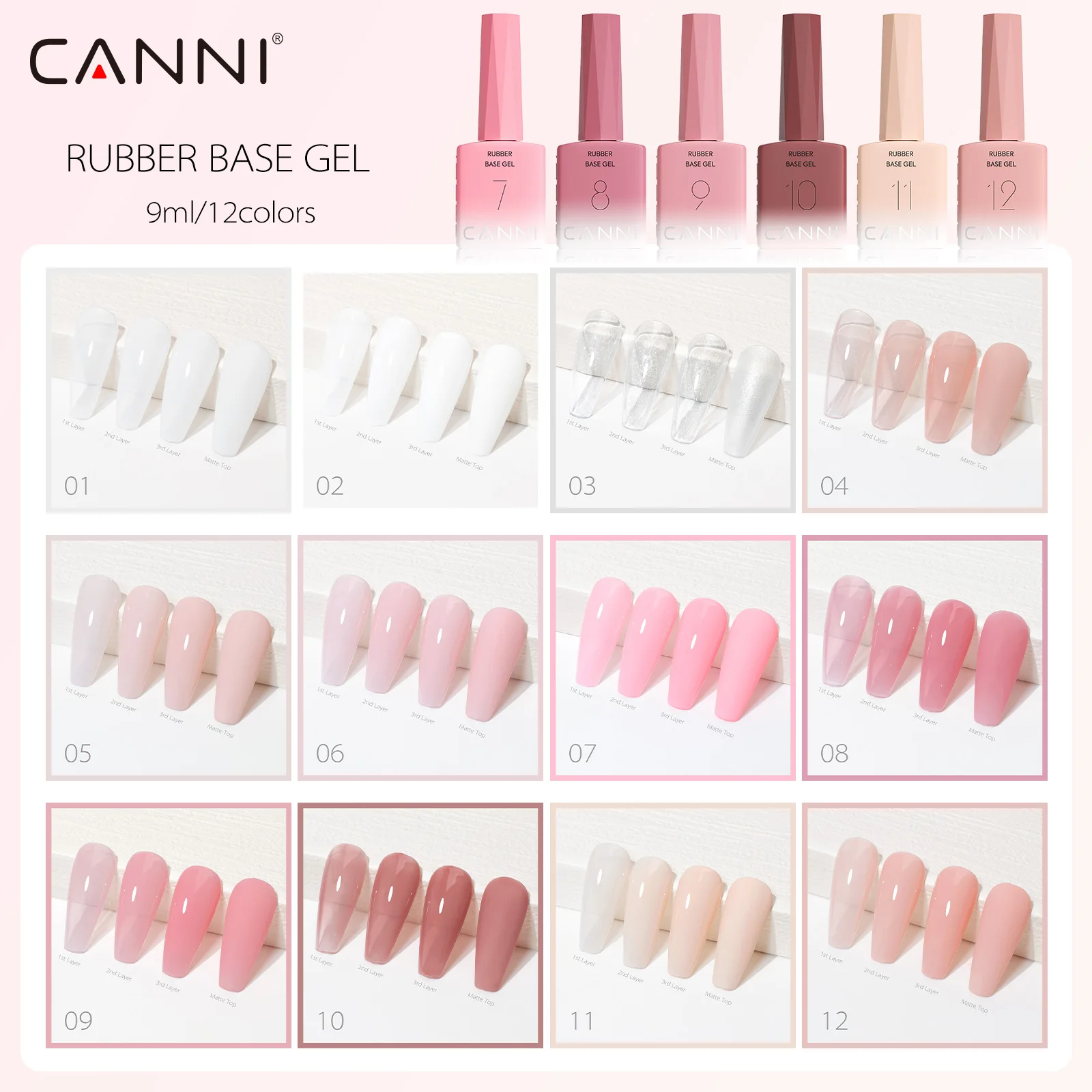 9 ml CANNI Nagelgelpoliermittel HEMA FREE TPO FREE Jelly Pink Semi Transparent Rubber Base Builder Nagelgel In Bottle Construction Gel – Detail 2