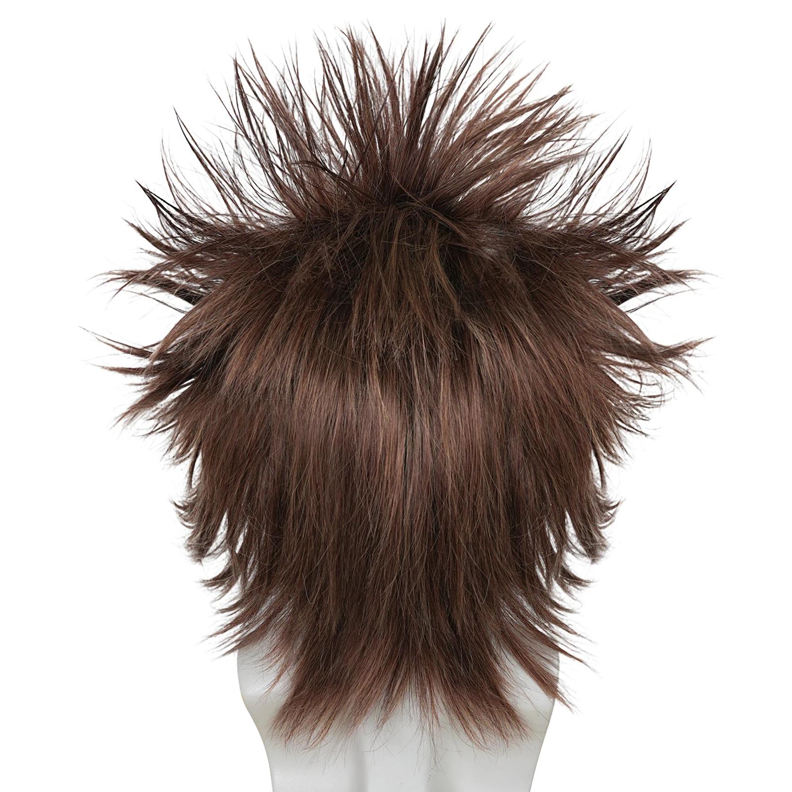 Brown Spiky Straight Synthetic Hair Wig Unisex Fluffy Wild Hairstyle Headwear For Halloween Decor Accessory