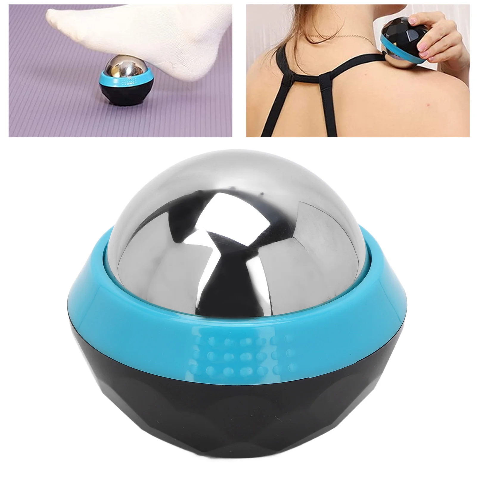 Cold Massage Roller Ball Handheld Heat Relief Stainless Steel Rolling Ice Ball for Shoulder Blue Black Ice Ball Massager