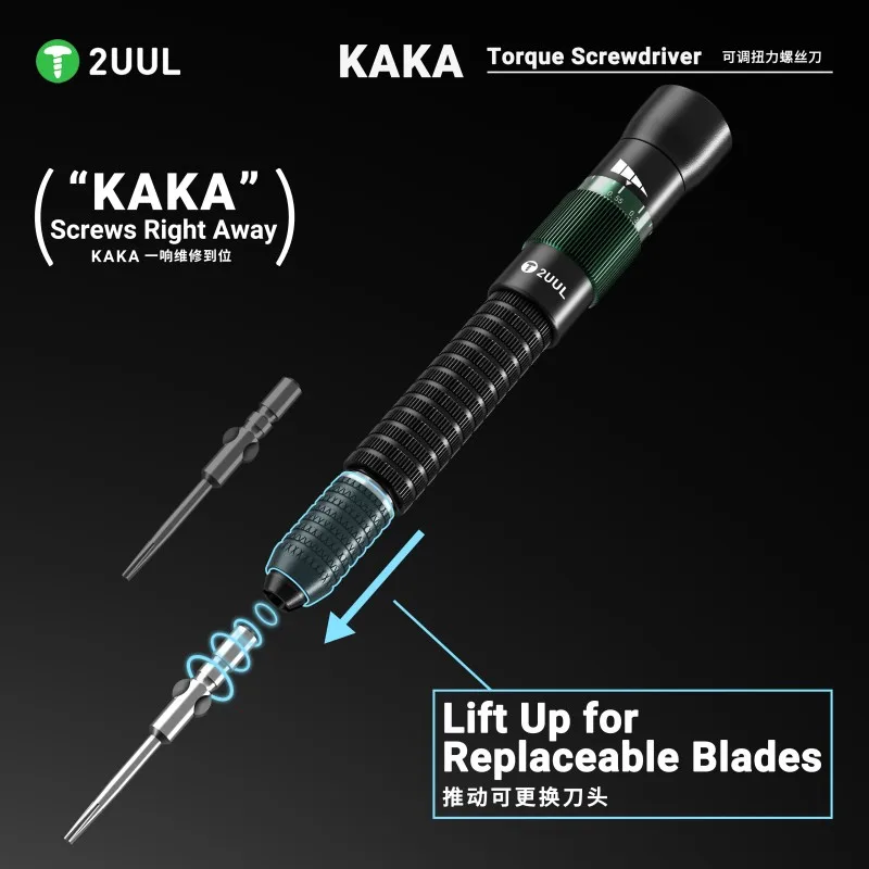 2UUL KAKA Adjustable Torque Screwdriver Replaceable Magnetic Bits Pentalobe 0.8 Cross 1.2 Y 0.6 for Phone Electronics Repair