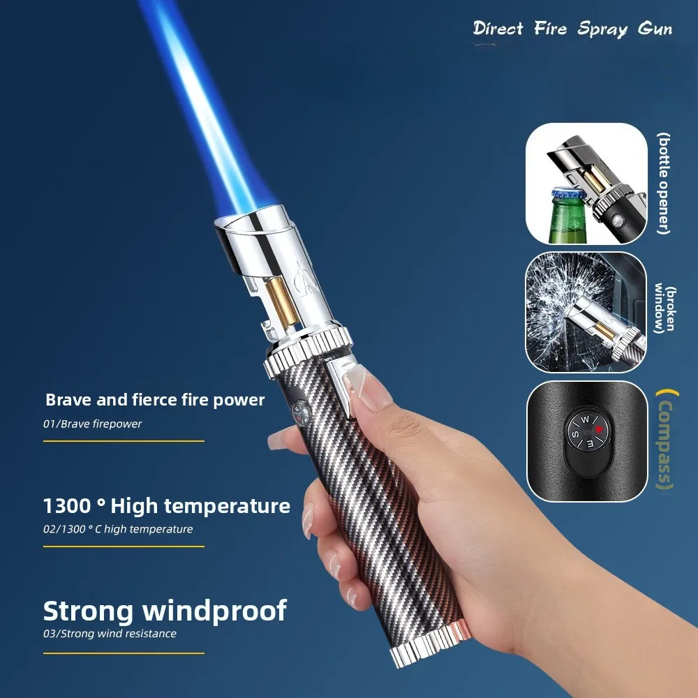 New Metal Multifunctional High Flame Lighter Outdoor Windproof Jet Flame with Window Breaker Cigar Spray Gun Inflatable Lighter - Image 3