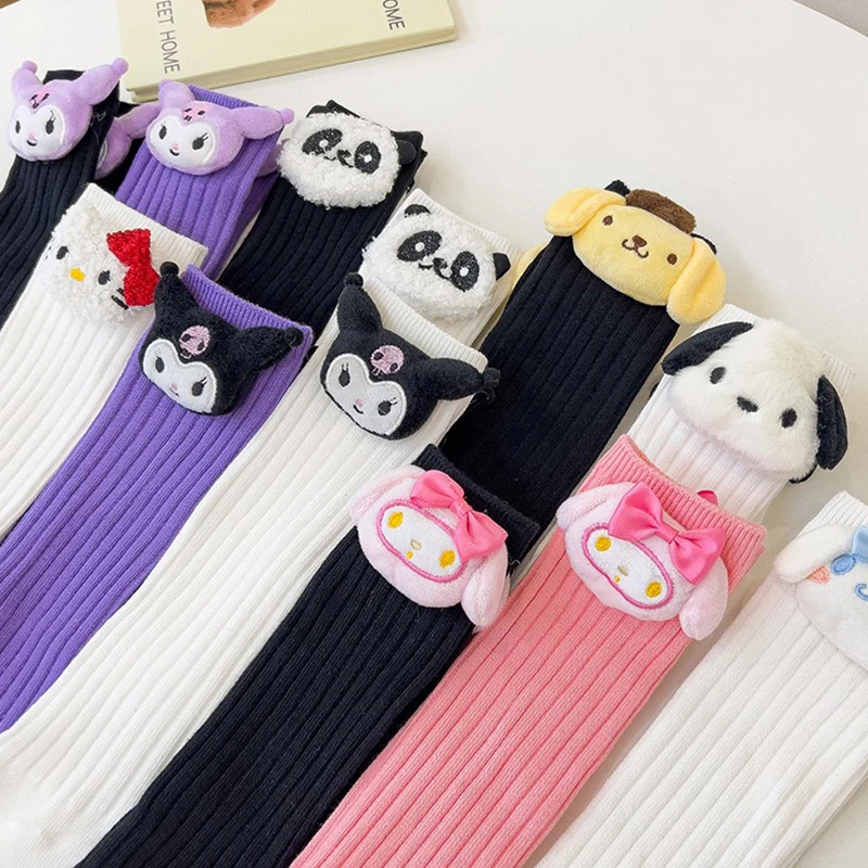 Anime Sanrio Kuromi My Melody Cinnamoroll Socks Cartoon Kawaii Style Mid-Tube Trendy Student Socks Children\'s Cartoon Socks