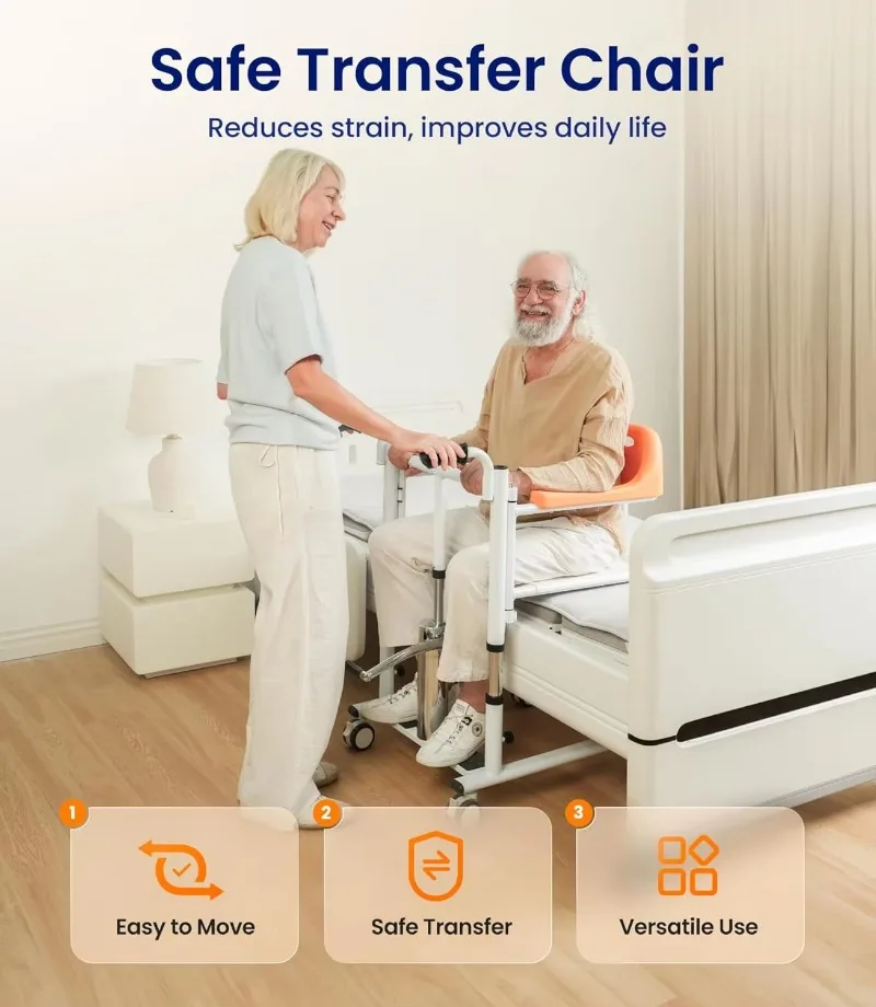 Adjustable Hydraulic Patient Transfer Chair with Commode Shower Lift Seat for Elderly Disabled Home Care