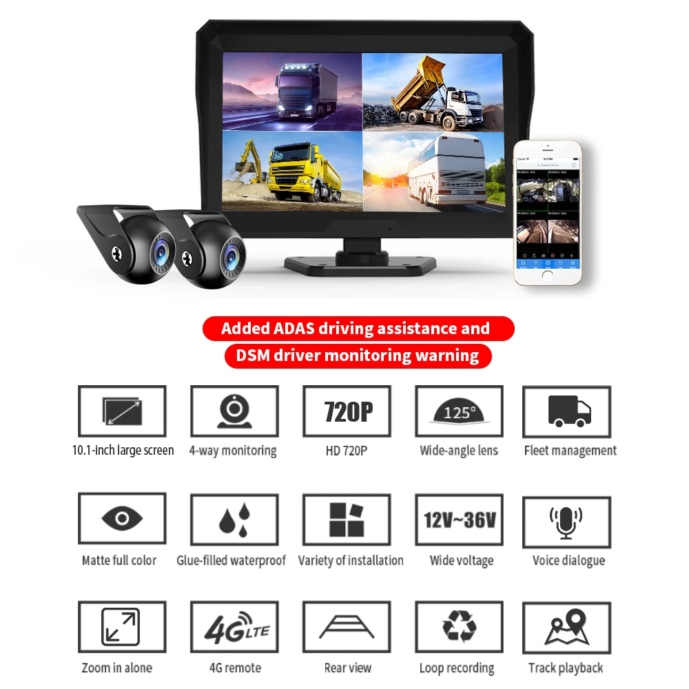 

Factory Outlet 10.1 Inch Screen 1080P 4G GPS Wifi 4Ch CCTV Car Mdvr Car Truck Dvr Car Black Box 24 Parking ing