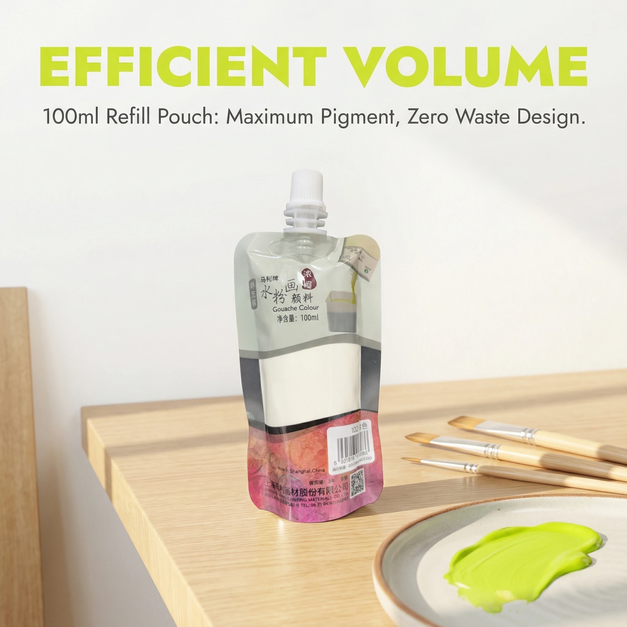 Marie's 100ml Bagged Gouache Paint Refill Titanium White Jelly Gouache Set Refill Portable Paint for Artist, Hobby, Kids, Adults