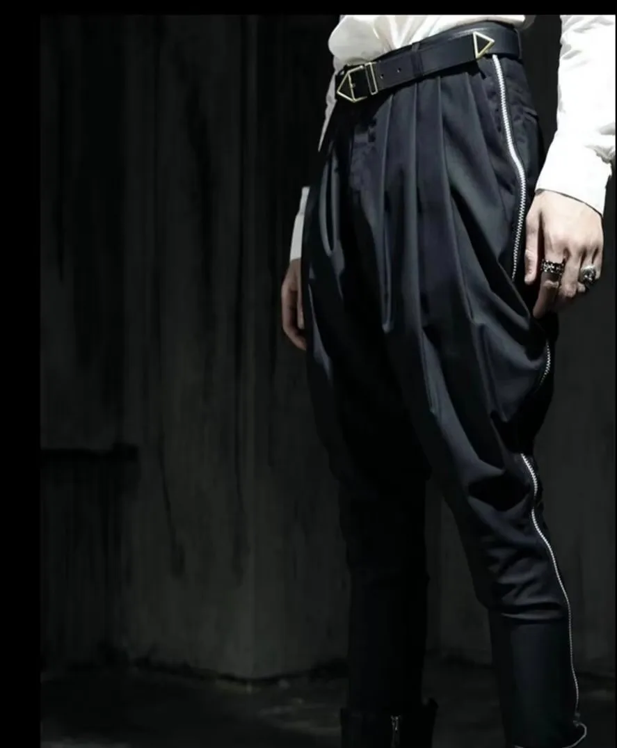 27-46 2025 Dj Costume Ds Men's Clothing Hair Stylist Personality Zipper Drop-crotch Pants Harem Pants Plus Size Singer Costumes