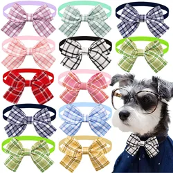 50/100PCS Plaid Bows Dog Bowtie Cotton Cute Pet Dog Bow Tie Neckties For Dogs Grooming Pet Accessories For Small Dogs Cats