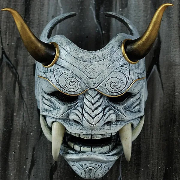 Red Hannya Latex Mask Japanese Noh Style Fanged Ghost Face Cosplay Party Prop 4