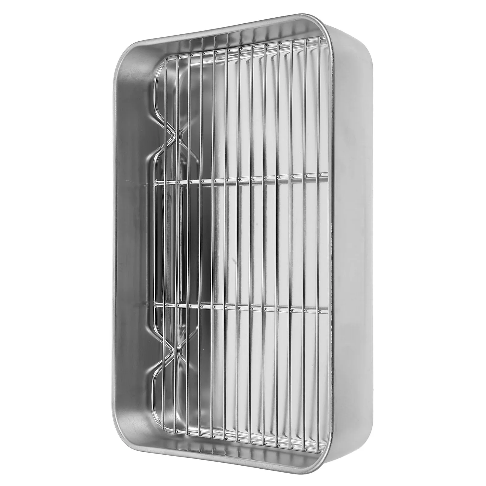 Multi Use Stainless Steel Rectangular Pan with Rack for Oven Baking Roasting Grilling Tray for Large Meals Family Gatherings