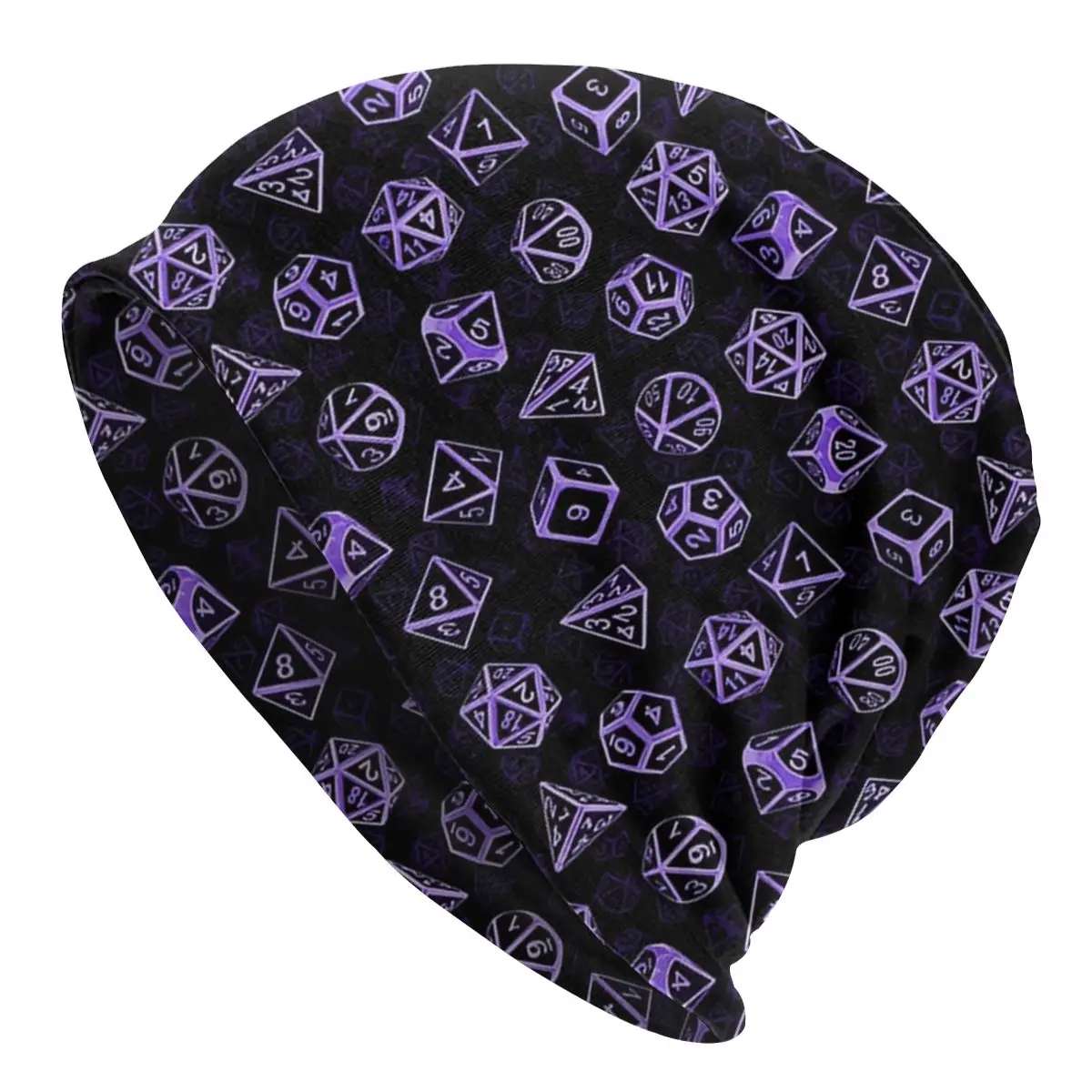 

D20 Dice Set Pattern (Purple) Beanies Pullover Cap Comfortable , Adult Men's Woman Knit Hat