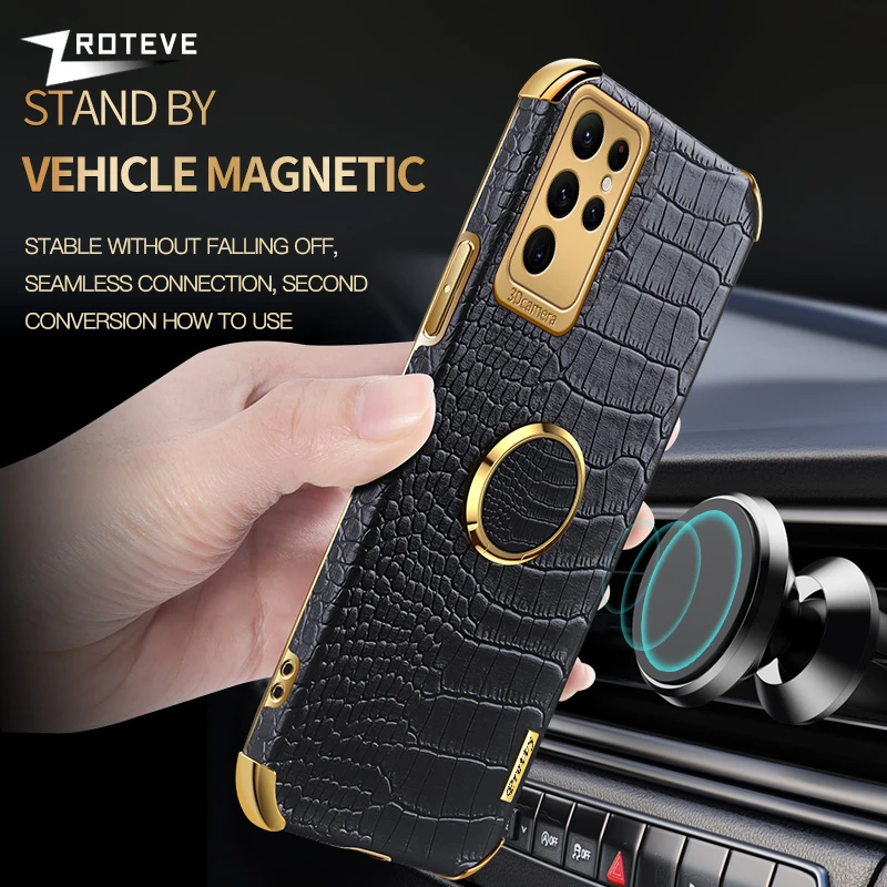 S25 Ultra Case ZROTEVE Crocodile Leather Plating Silicone Soft Cover For Samsung Galaxy S25 Edge S24 S23 S22 S21 FE Phone Cases