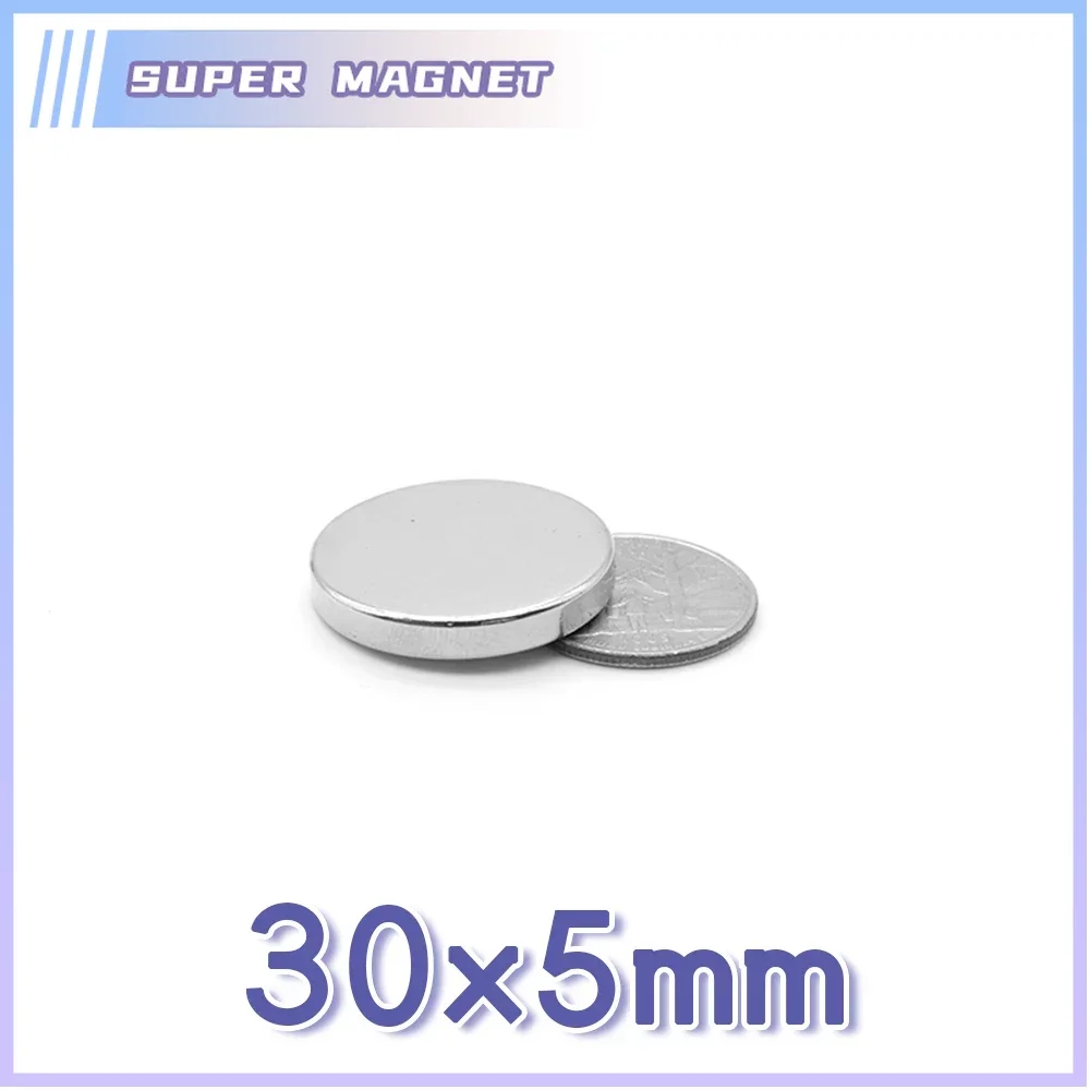 1/2/5/10/15PCS 30x5 mm Disc Rare Earth Neodymium Magnet N35 Strong Permanent Magnets 30x5mm Bulk Round Search Magnet 30*5 mm