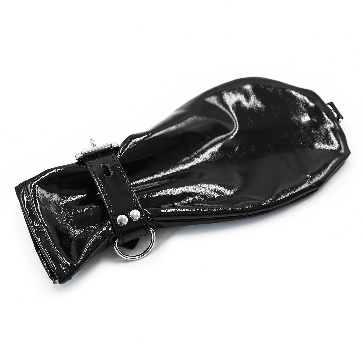 Sexy Fetish Costumes of Black Soft Faux Leather Fist Gloves with Locks Restraint and Chain for Men Women Role Play Exotic Appeal