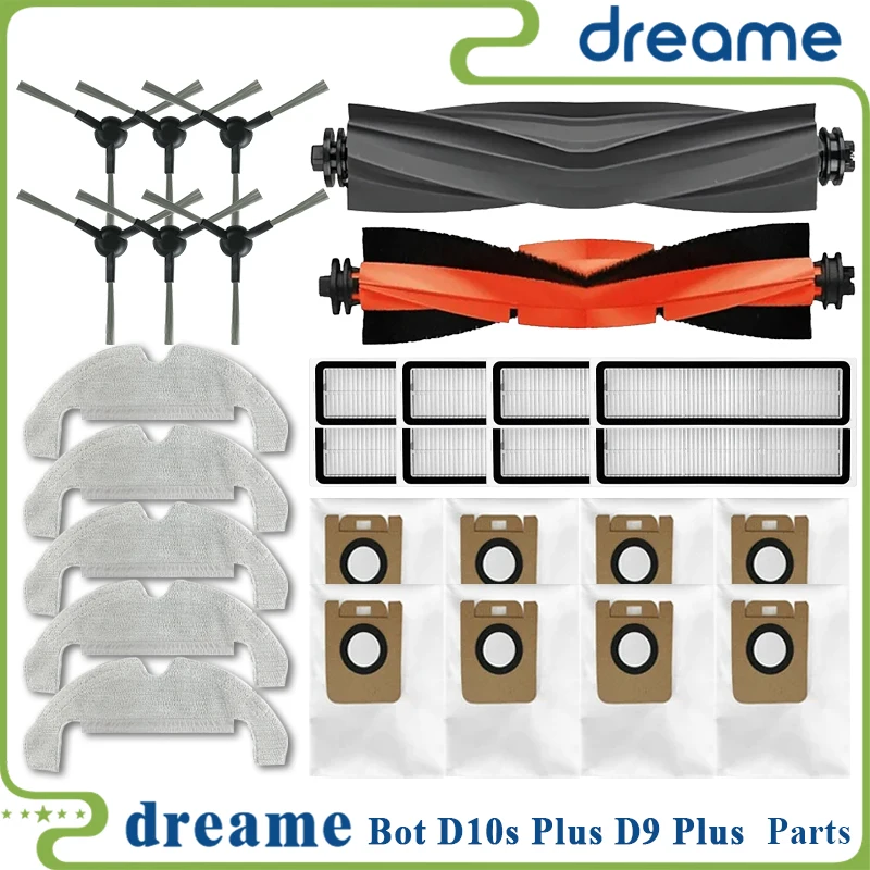 

Dreame D9 Plus Bot D10s Plus Robot Vacuum Spare Parts Main Side Brushes Mop Cloths HEPA Filters Dust Bags Accessories