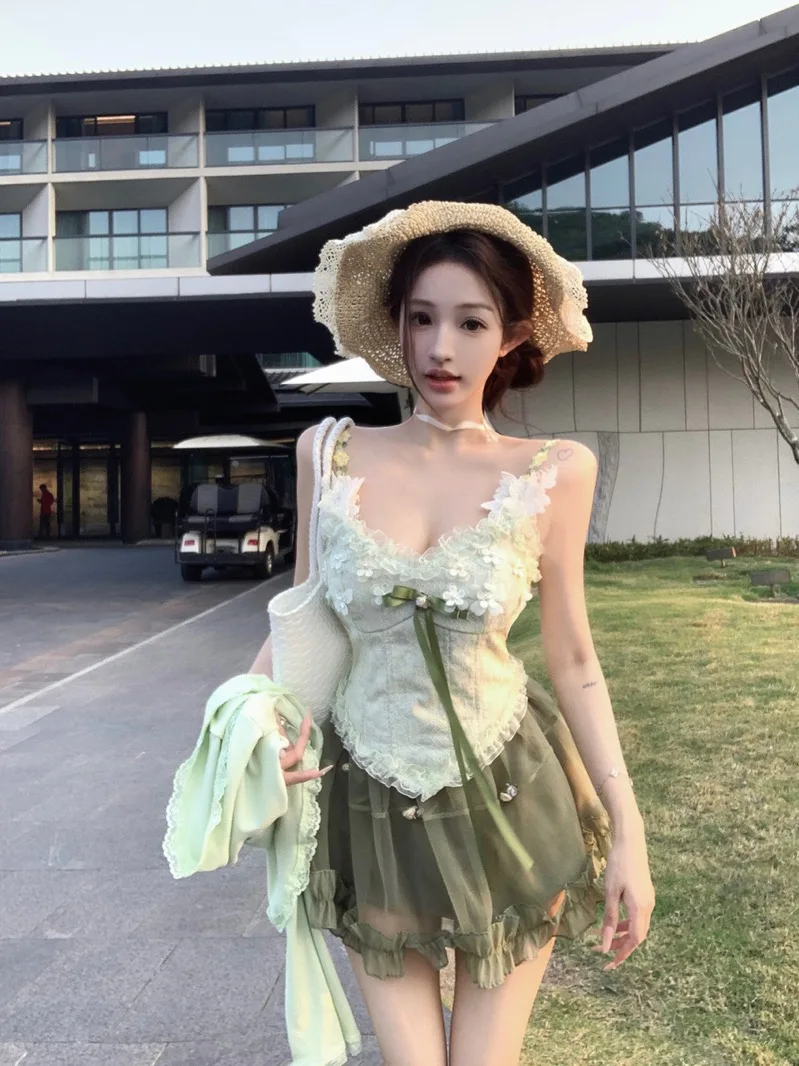 Princ Sle Pure Desire Faion Set met Riem Top ort Rok Open Vest Dames Zomer Nieuwe Collectie Ele Lady