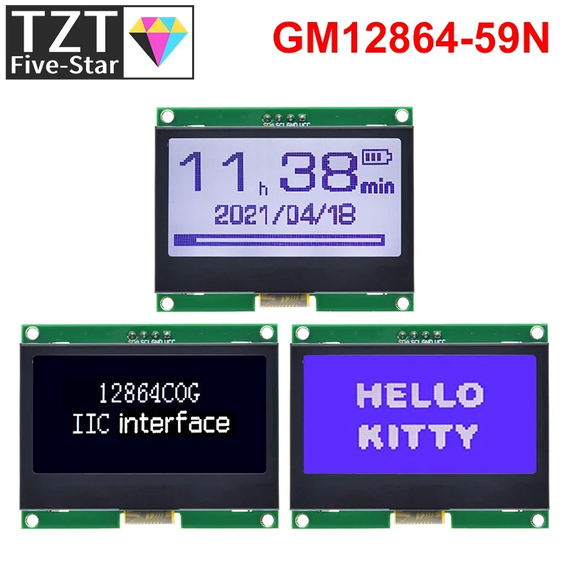 Imagem -05 - Placa Gráfica da Tela para Arduino Painel Lcm Tela da Matriz do Ponto Módulo do Lcd Tzt 128x64 I2c St7567s Cog 128x64