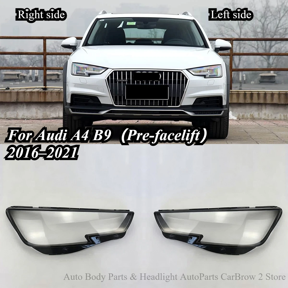 For Audi A4 B9 Typ 8W 2016-2021 Front Head Light Mask Replacement Auto Parts For Audi A4 B9.5 2022 2023 2024 Headlamp Lens Shell