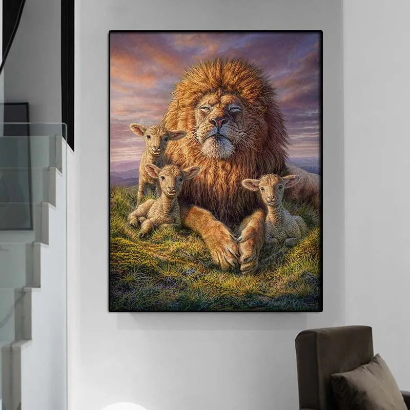 

Lion Couples Canvas Painting, Black and White Decorative Pictures, Living Room, Kids Room, Modern Art, Home Decor, Cudros