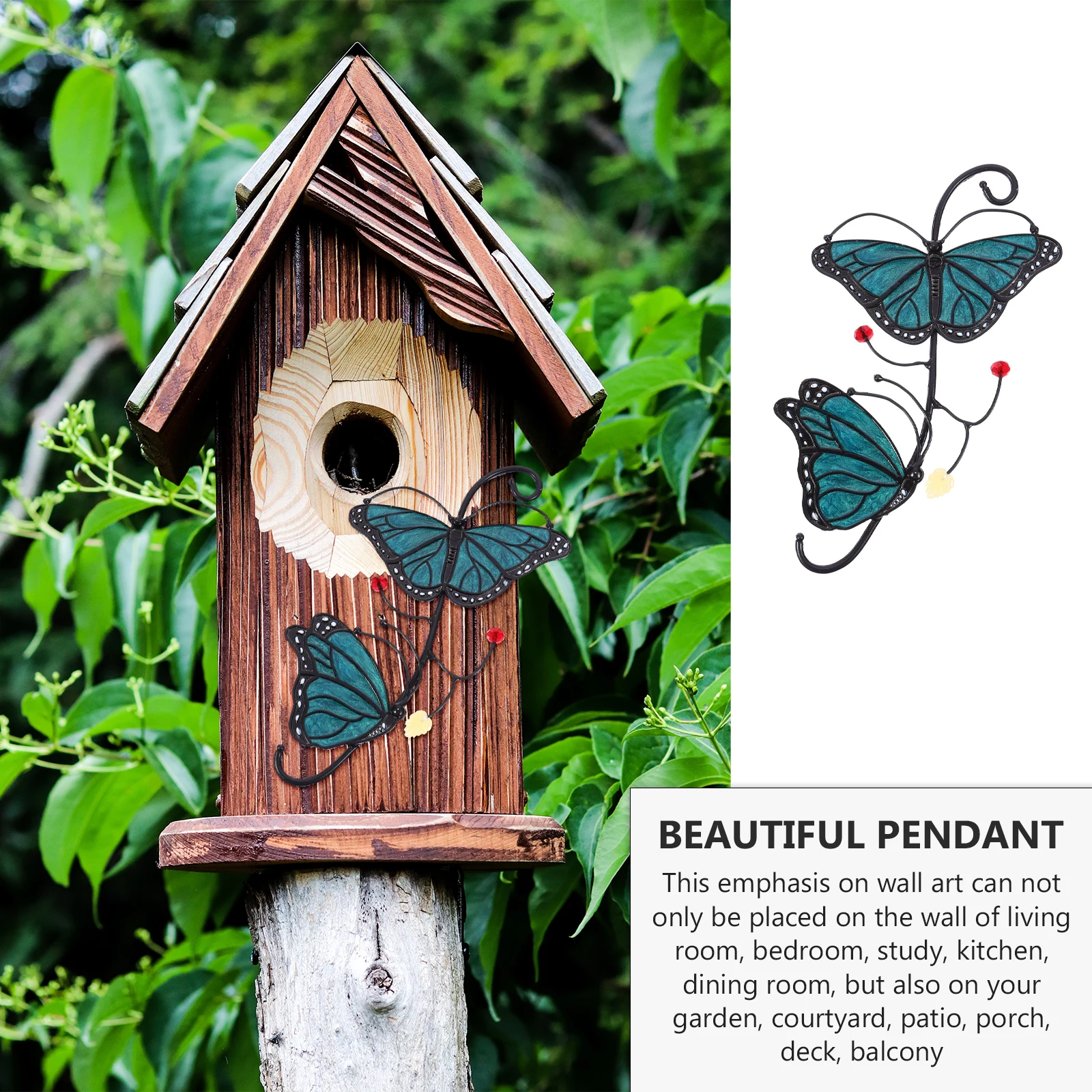 

Beautiful Painted Metal Butterflies Hanging Pendant for Wall Window Door Garden Decor Room Home Interior Outdoor Decoration