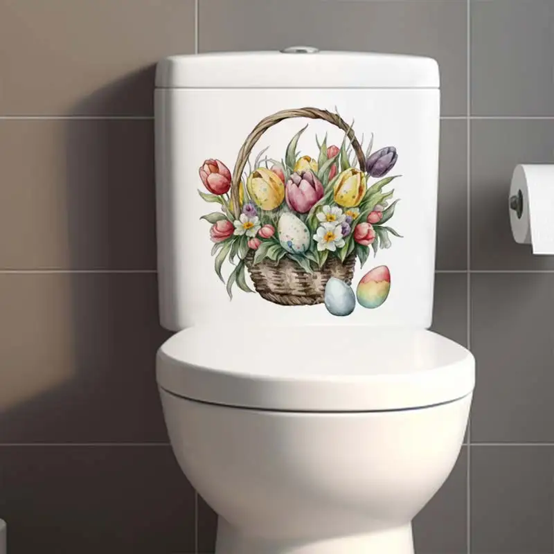 Flower Watercolor Art Wall Sticker Decor Bathroom Toilet Living Room Decor Cabinet  Refrigerator Home Decor Decals S42