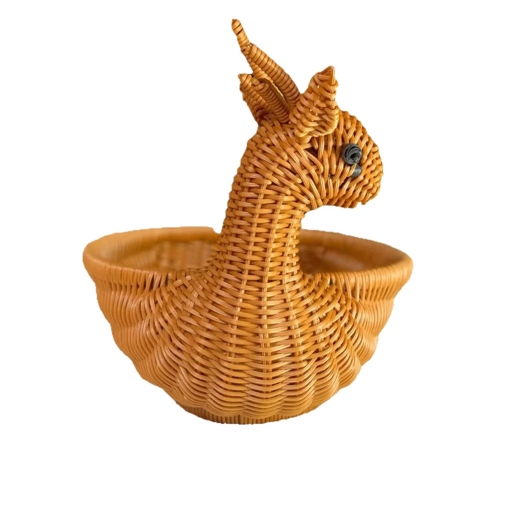Rattan-style Woven Fruit Basket Simulated Animal Creative Shaped Fruit Basket Kitchen Storage Basket For Stylish Snack Storage