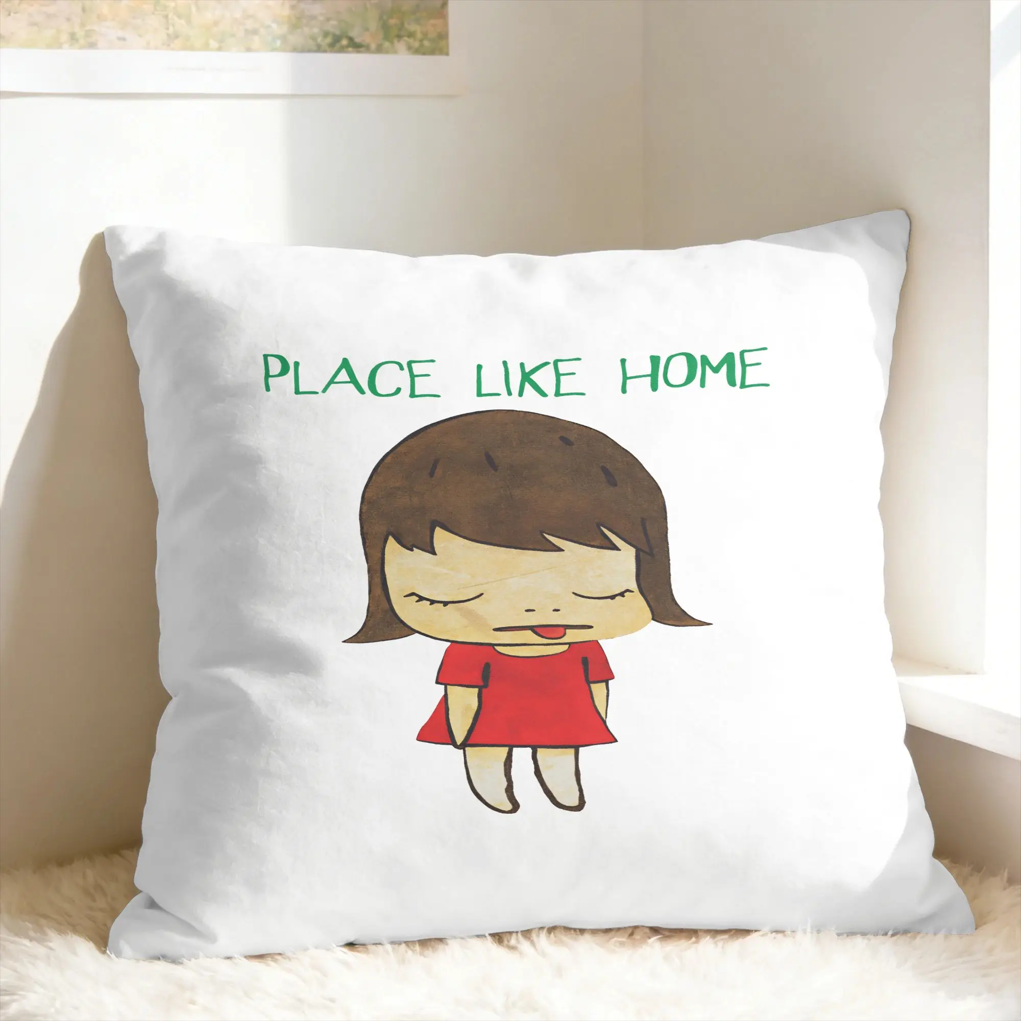 Y-Yoshitomo Nara Pillow Cover  Graphic Cushion Cover Retro Trendy Pillow Case For Sofa Bedroom Home Decor