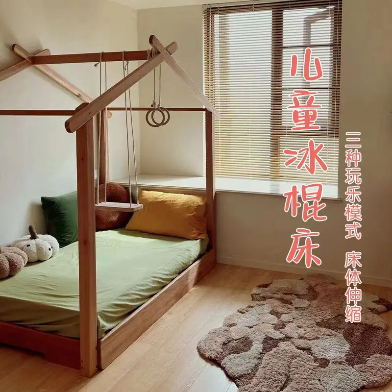 سرير المصاصة من خشب الصندل الأحمر الأفريقي سرير أطفال تلسكوبي للأولاد من الخشب الصلب بالكامل بيت شجرة الأميرة سرير بيت الرياح