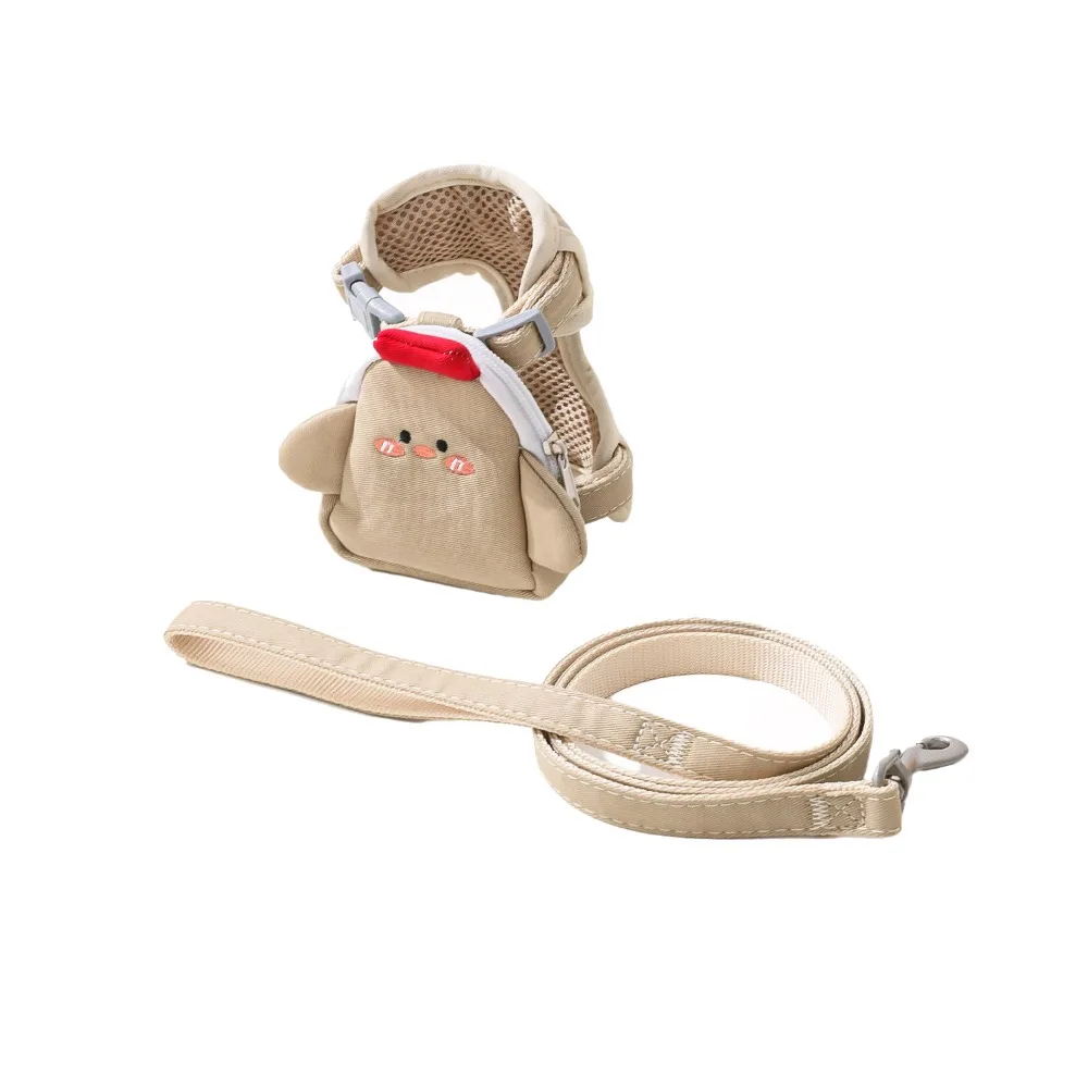 

Adjustable Pet Harnesses Vest with Backpack and Leash Detachable Dog Leash Set Anti Escape Soft Cat Chest Strap