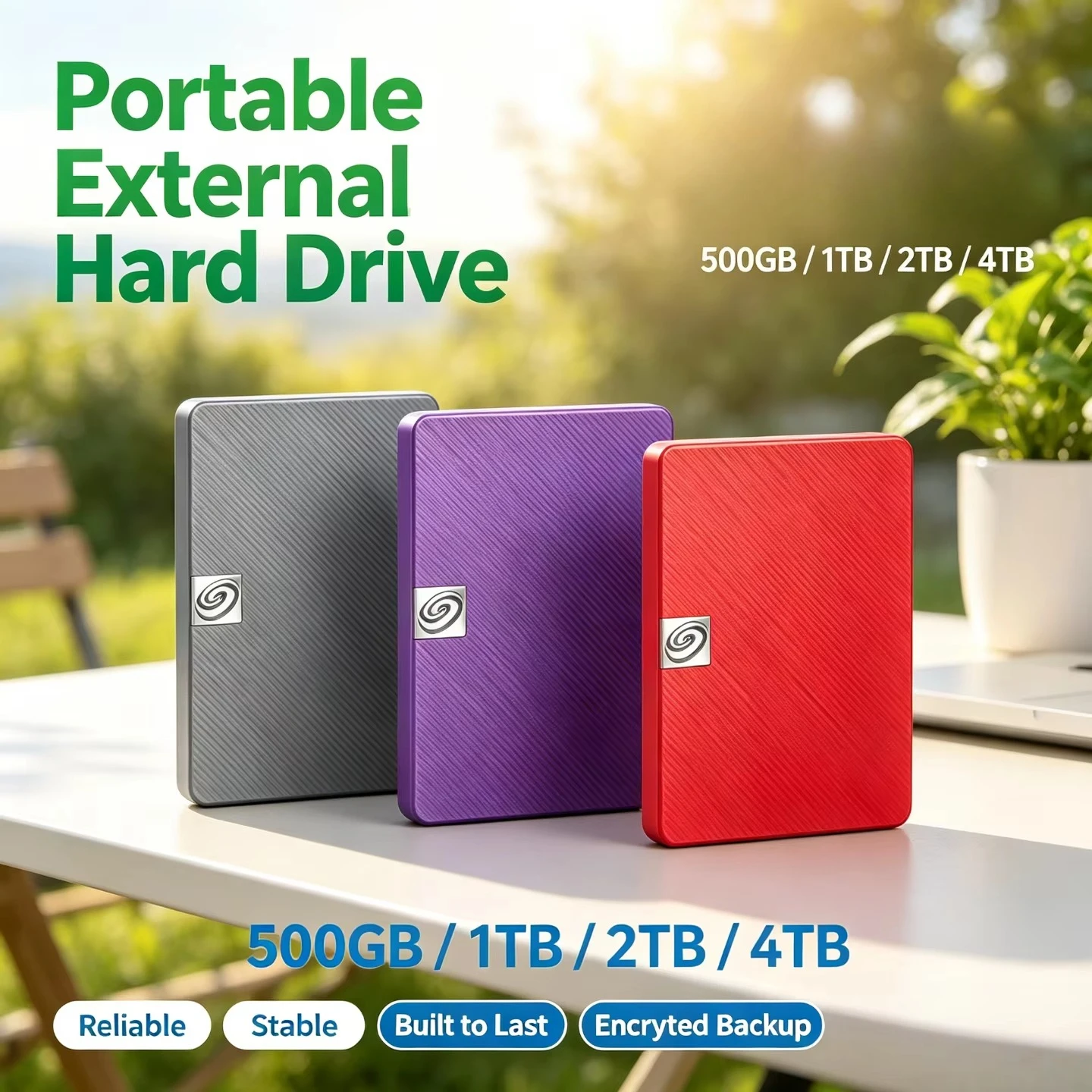 500gb、1tb、2tb、4tbの外付けssd。550mb-sのnvme対応。ps5、デスクトップpc、ノートpcで使用できる、耐久性に優れた暗号化ポータブルssd。