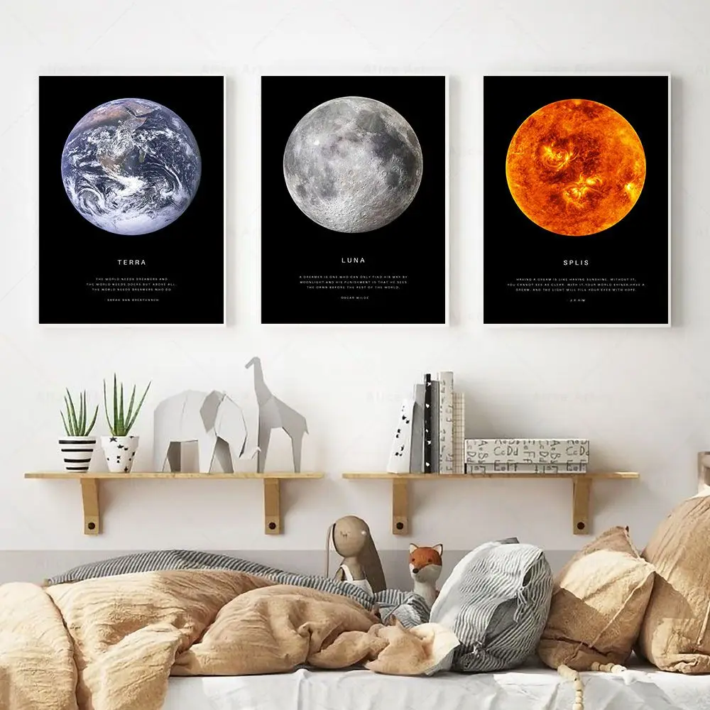 Astrology Moon Earth Sun Poster Inspirational Quote Prints Planet Space Wall Art Canvas Painting Pictures Living Room Home Decor
