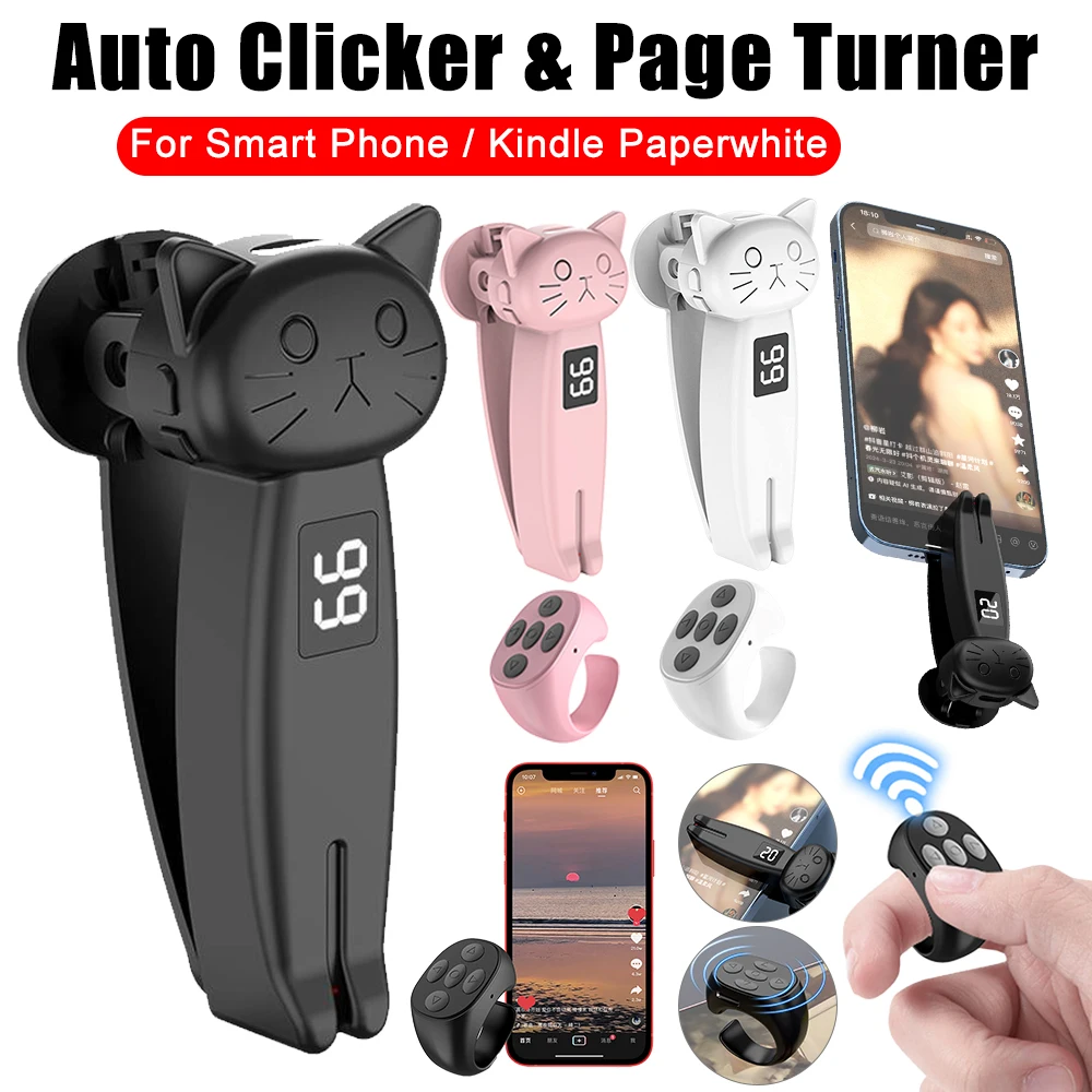 Remote Control Page Turner Bluetooth-Compatible5.3 Auto Clicker for Smart Phone Remote Control Page Turner for Kindle Paperwhite