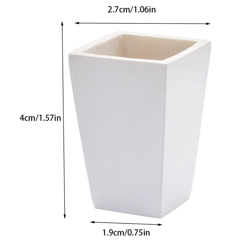 1pc casa de bonecas em miniatura branco quadrado vaso de flores modelo 1/12 mini simulação casa bonecas sala estar jardim decoração vaso acessórios