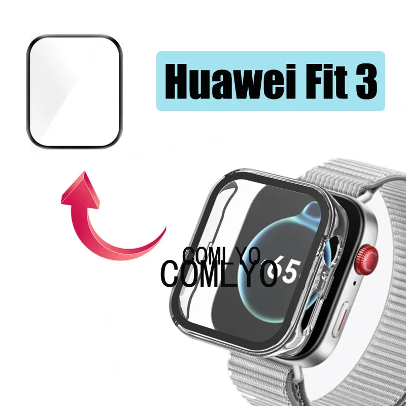 For Huawei watch Fit3 fit 3 Case Tempered Glass Screen protector Full Cover Protective Bumper Shell Film