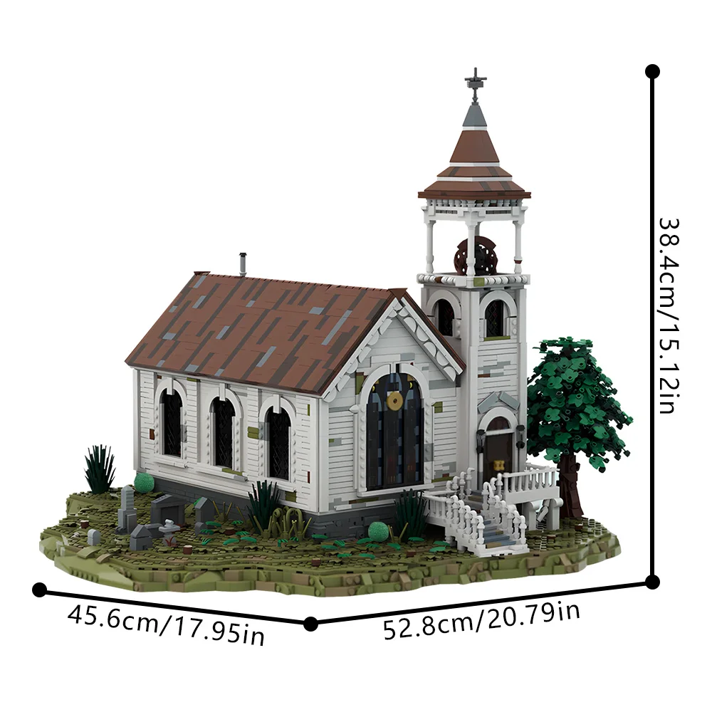 MOC Westerse Kerk Bouwstenen Model Valentijn Red Dead Redemptions Architectuur Bricks Gemonteerd Speelgoed voor Kinderen Gift