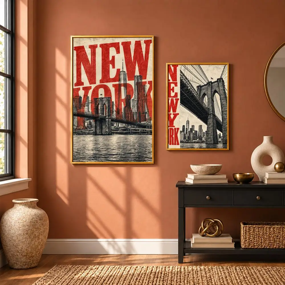 New York Urban Chic Poster Art Wall Stickers & Self-Adhesive Decals for Home, Bedroom & Living Room