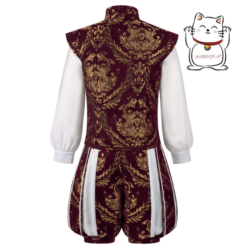 AI Medieval Prince Cosplay Renaissance Mens King Double-Layer Vest and Pumpkin Pants Set Popular for Halloween Carnival Night