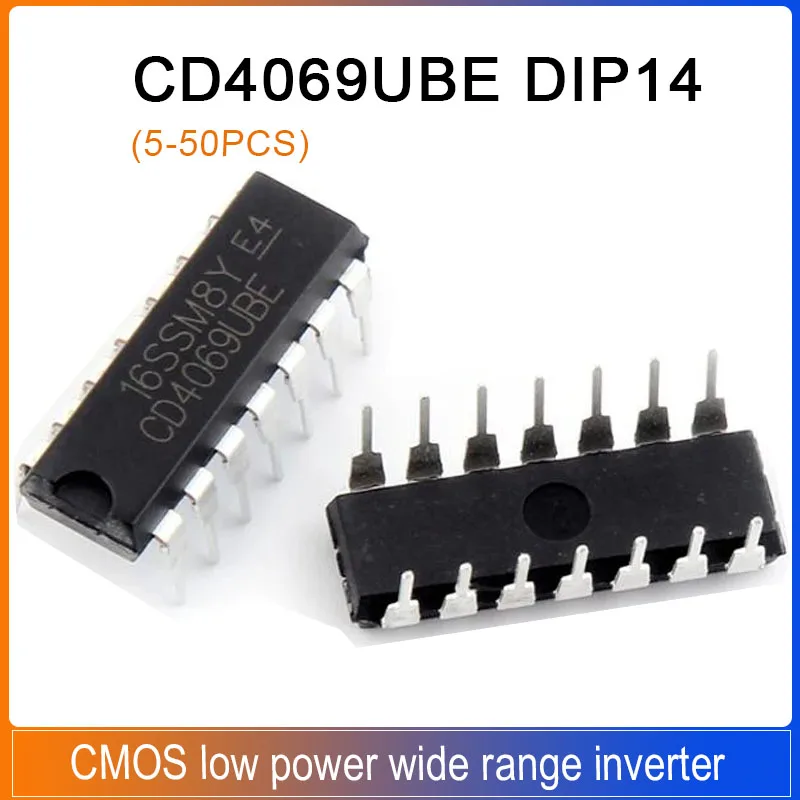 5 sztuk CD4069UBE oryginalny DIP-14 CD4069U CD4069BE CD4069 4069 DIP14 IC Chipset CMOS małej mocy szeroki zakres sześć układów logicznych falownika