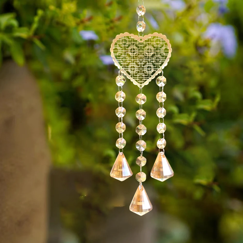 1PC Handmade Love Carved Crystal Pendant Home Decor Chandelier Hanging Accessories Sun Catcher