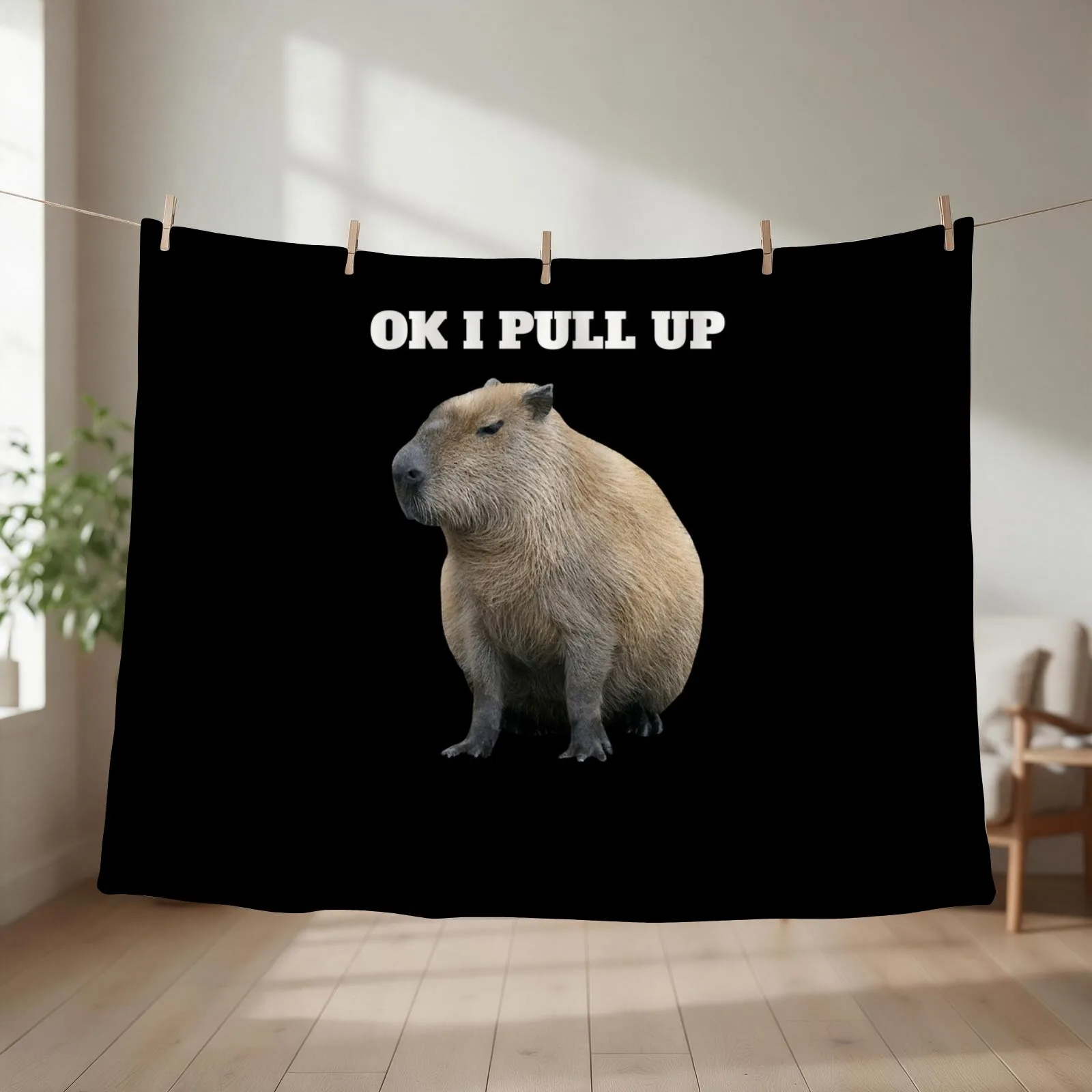 Ok I Pull Up Capybara Throw Blanket couch cozy soft plush fuzzy picnic outdoor blanket