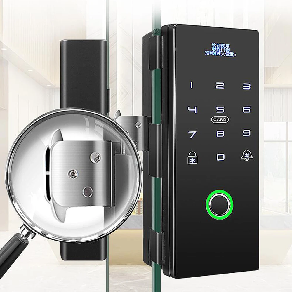 

Smart Door Fingerprint Lock Electronic Digital Gate Opener Electric RFID IC Biometric finger print security Glass Password Card