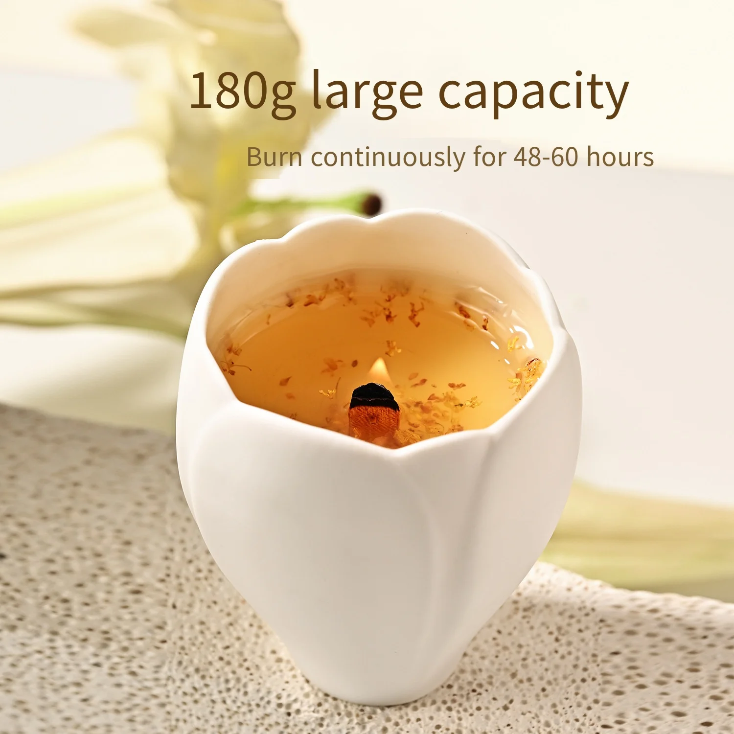 Ceramic Vessel Scented Candle Wood Wick Natural Essential Oil Aromatherapy Candle Long Lasting Scent Home Bedroom Table Decor