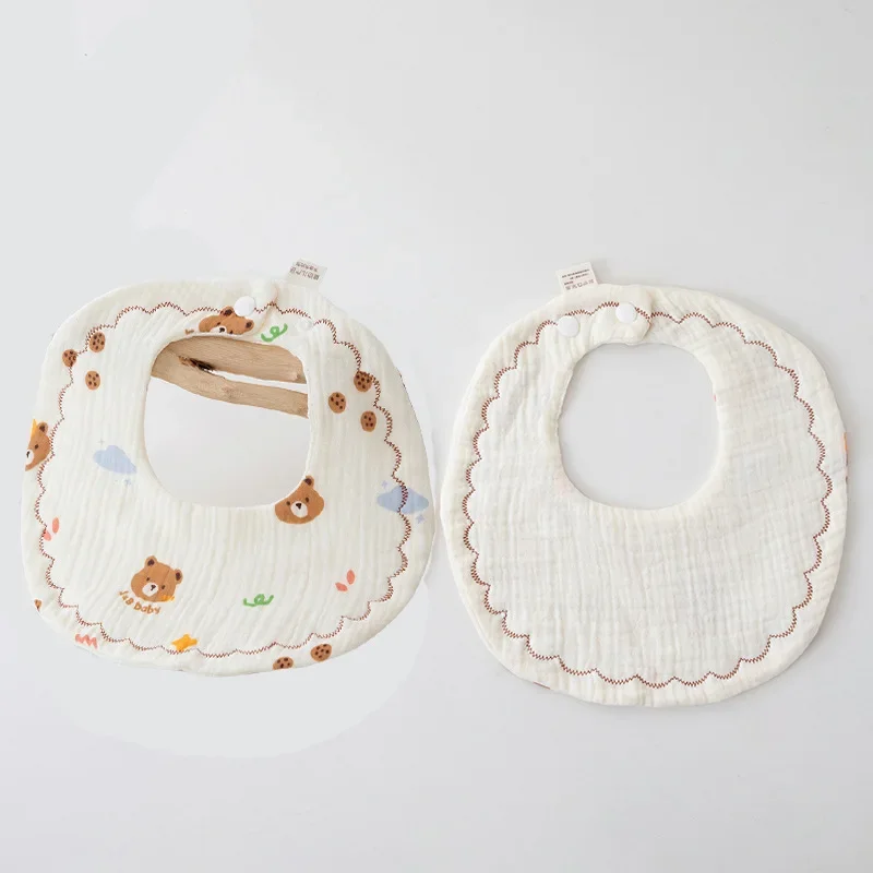 

Cute Print Baby Bibs Soft Cotton Saliva Towel Cartoon Bear Rabbit Kids Feeding Burp Cloths 0-2Year Boy Girl Adjustable Snap Bib